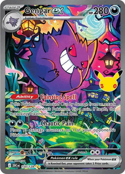 Gengar ex 154/128 – Sello 30 aniversario – Pokémon TCG en inglés