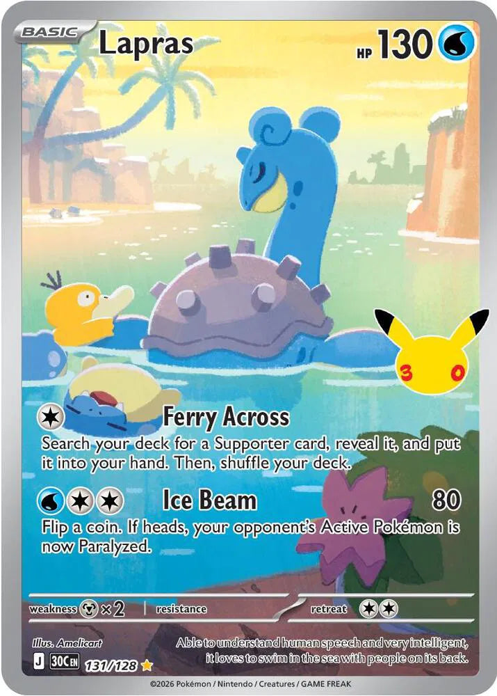 Lapras 131/128 – Sello 30 aniversario – Pokémon TCG en inglés