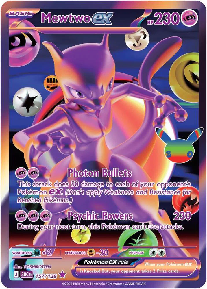 Carta Mewtwo ex 157/128 con texto en inglés