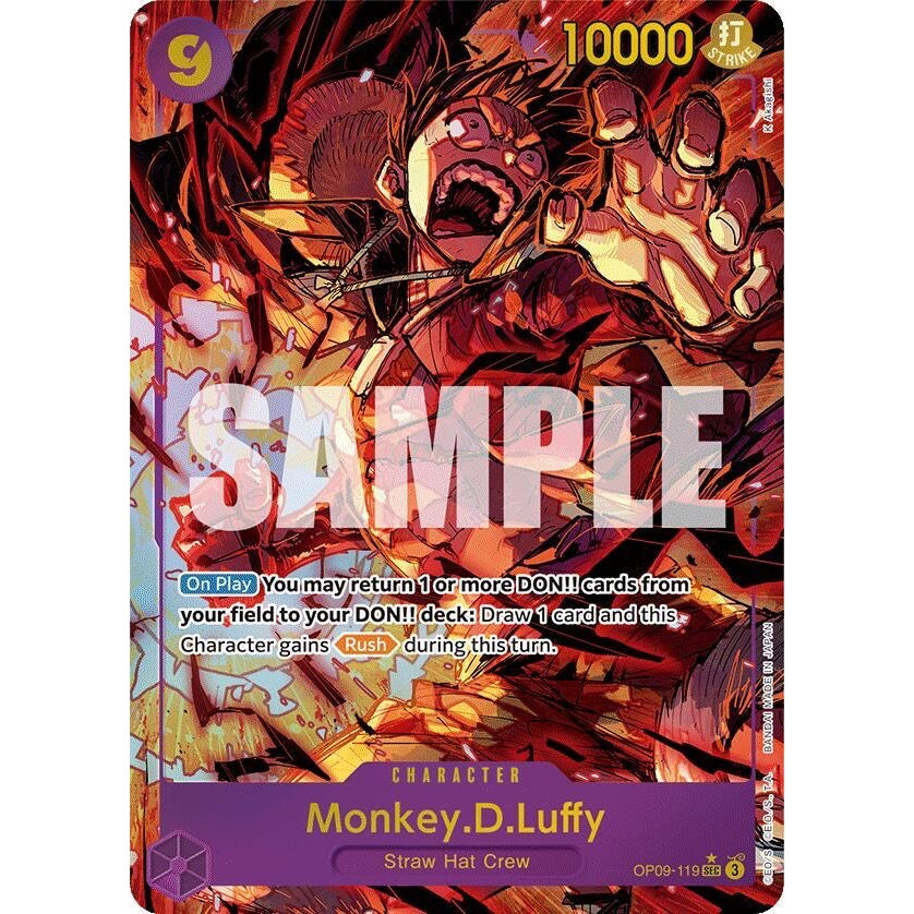 Carta One Piece Card Game Monkey D. Luffy OP09-119 SEC ilustración roja en inglés