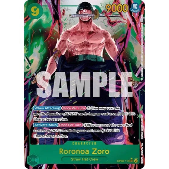 Carta One Piece Card Game Roronoa Zoro OP06-118 SEC en inglés