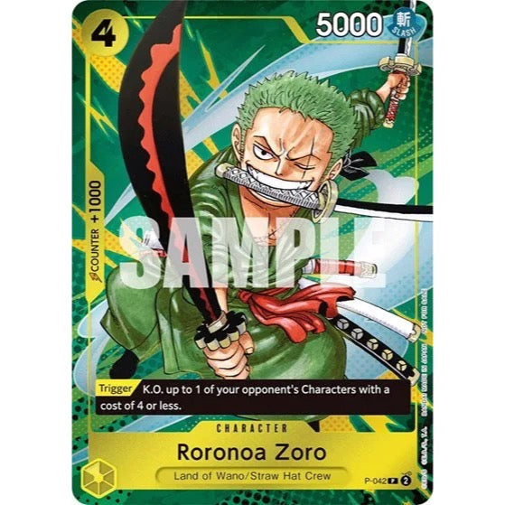 Carta One Piece Card Game Roronoa Zoro P-042 Promo en inglés