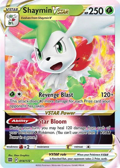 Shaymin VSTAR 014/172: imagen de referencia en inglés; carta a la venta en español