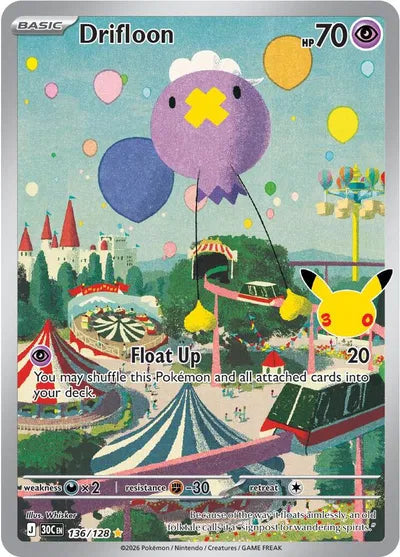 Drifloon 136/128 – Sello 30 aniversario – Pokémon TCG (Inglés)