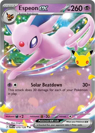 Espeon ex 070/128 – Sello 30 aniversario – Pokémon TCG (Inglés)