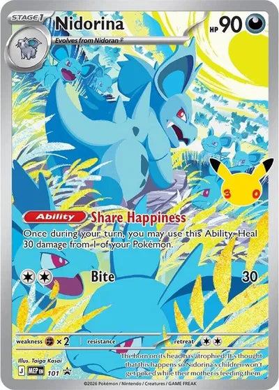 Nidorina MEP 101 – Sello 30 aniversario – Pokémon TCG (Inglés)