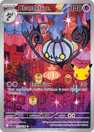 Chandelure 137/128 – Sello 30 aniversario – Pokémon TCG (Inglés)
