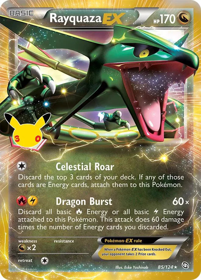 Rayquaza EX 85/124 – Sello 30 aniversario – Pokémon TCG