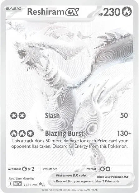 Reshiram ex 173/086 en inglés, diseño blanco
